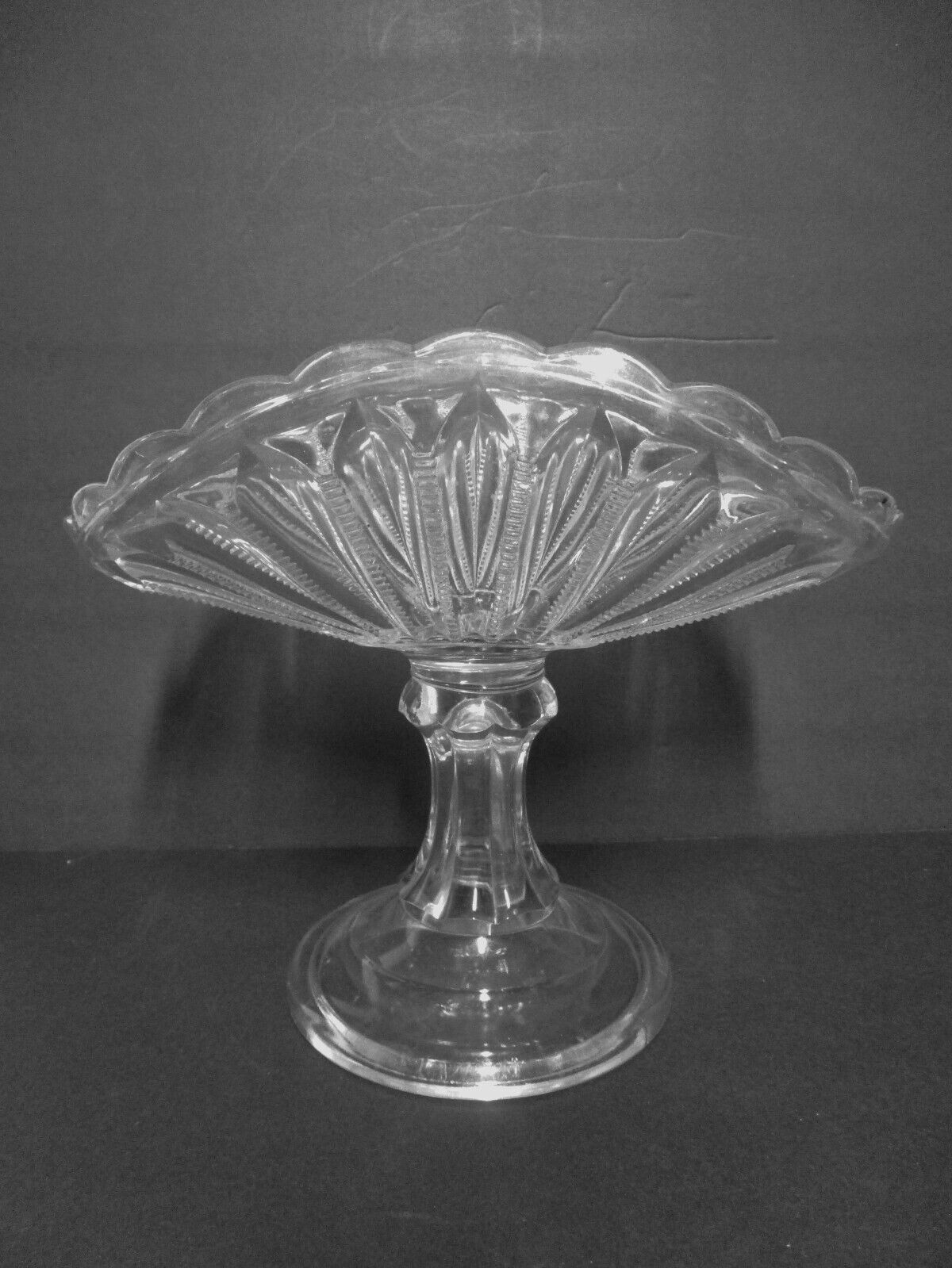 Vintage Clear Glass Pedestal Banana Fruit Bowl