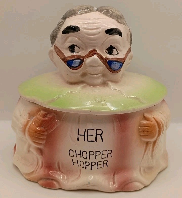 Vtg. MCM Her Chopper Hopper Ceramic Painted Denture Holder Kitch Retro Novelty 