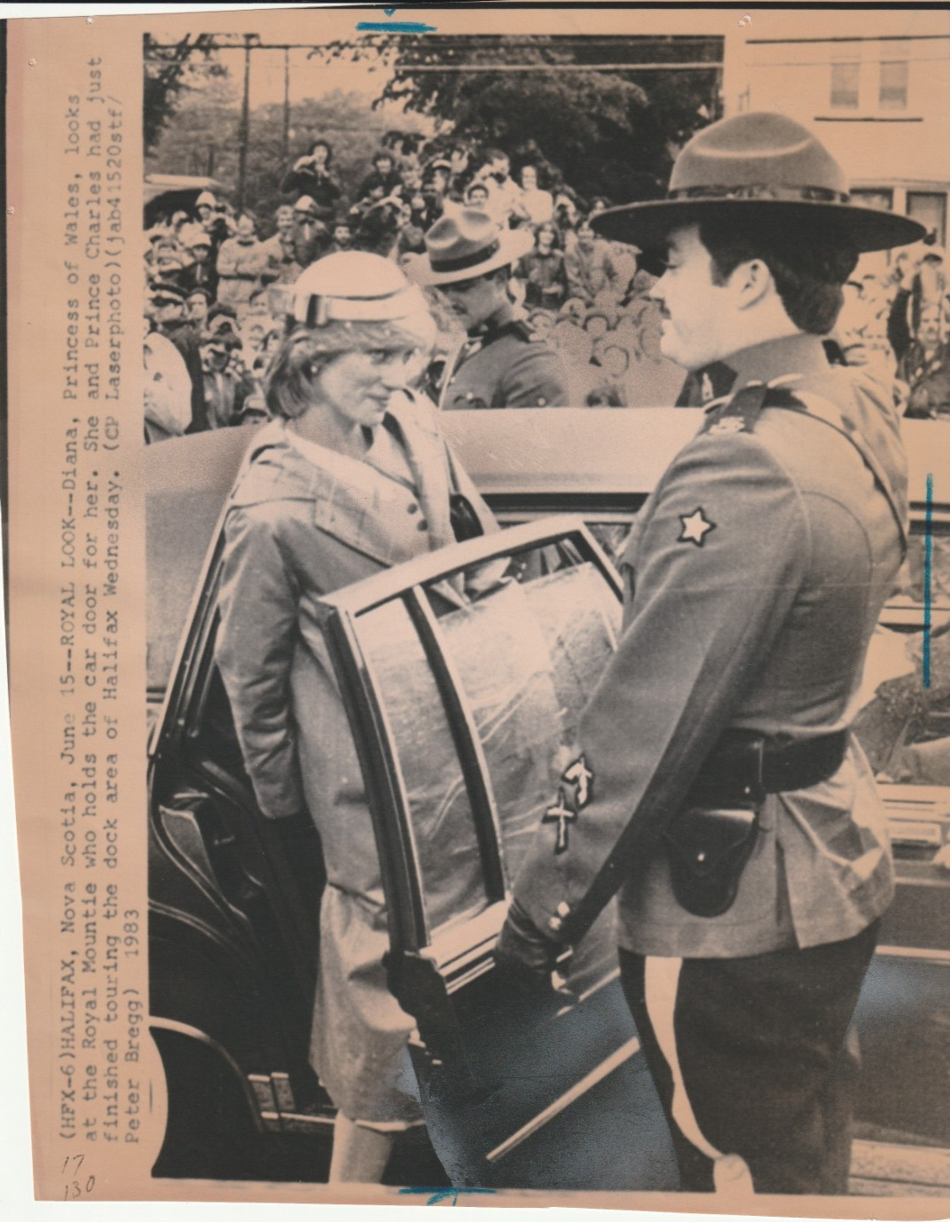 Wire Press Photo Princess Diana Lady Di Spencer Coy Smile 6-83 Canada Tour COA