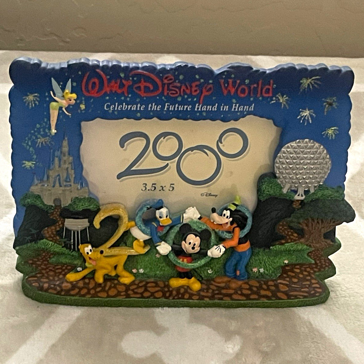 Vintage Walt Disney World 2000 Photo Frame 3.5x5 Mickey Donald Goofy Pluto