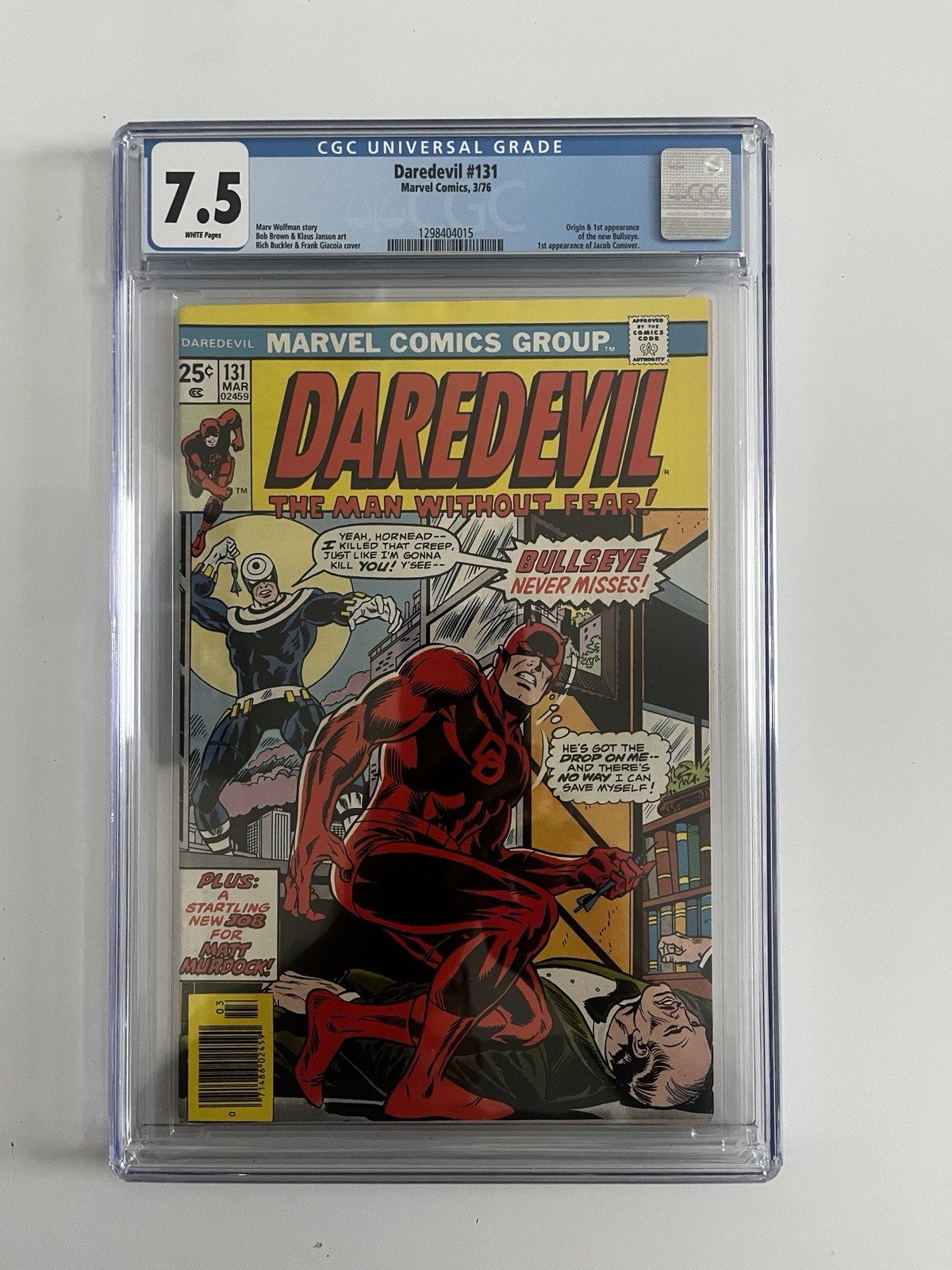 Daredevil #131 CGC 7.5 (1976) 1st Appearance & Origin of Bullseye WHITE PAGES