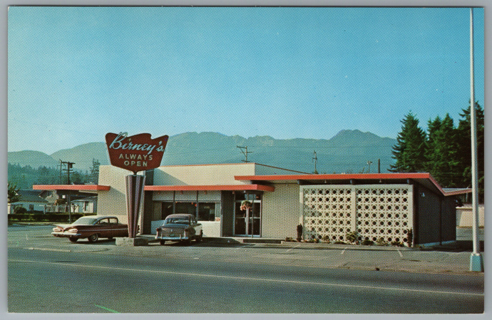 Port Angeles Washington Birney's Restaurant & Drive In c1963 Postcard Port Angeles Washington Birney's Restaurant & Drive In c1963 Postcard