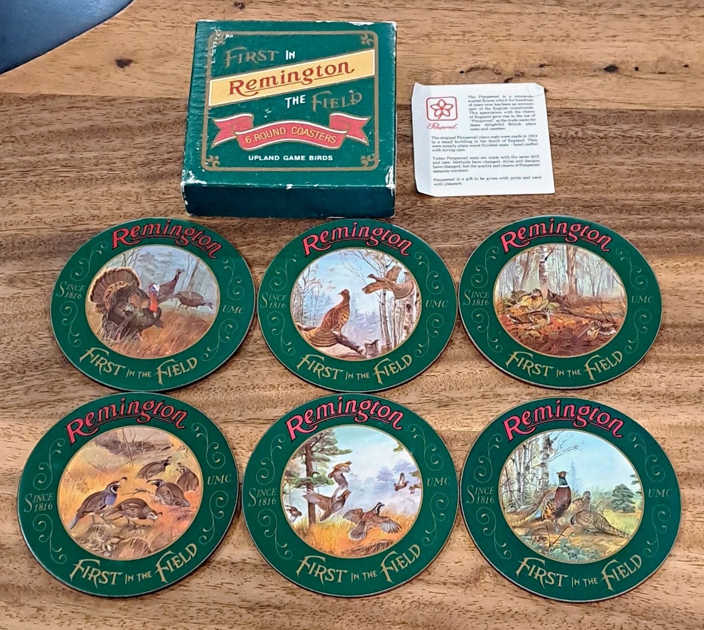 Remington Pimpernel Upland Game Birds First In The Field Melamine Cork Coasters Remington Pimpernel Upland Game Birds First In The Field Melamine Cork Coasters