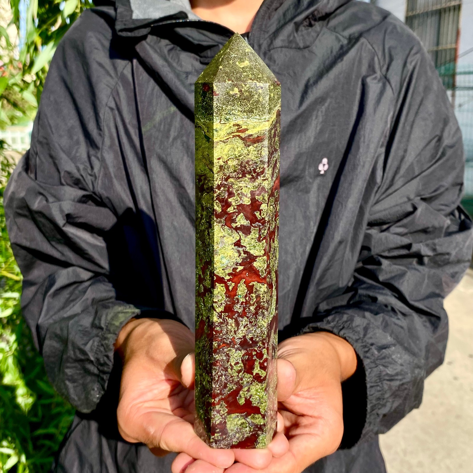 1.85LB Natural Dragon Blood Column Obelisk Crystal Column Wand Point Healing