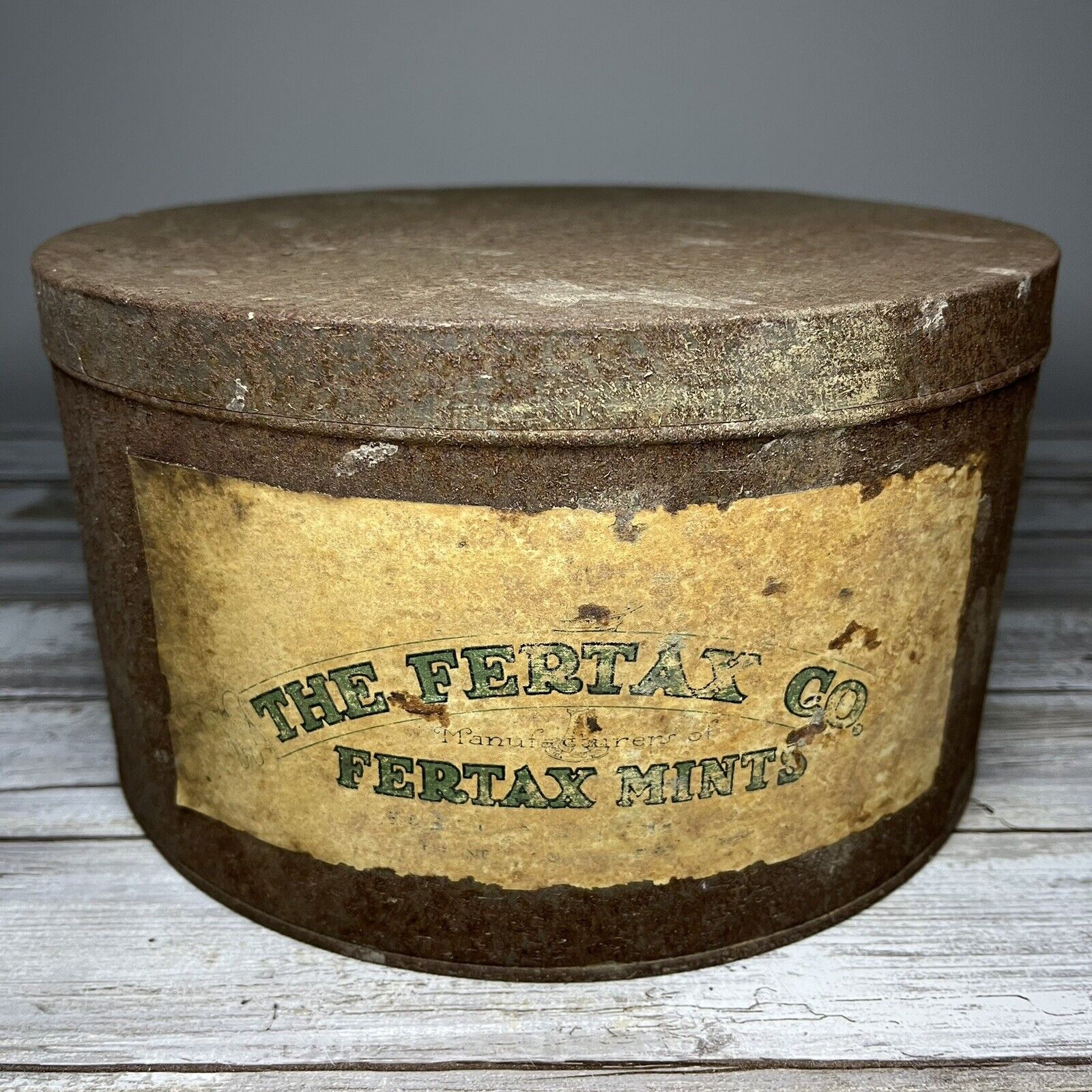 Rare Antique The Fertax Co Manufacturer of Fertax Mints Tin ~ Great for Decor