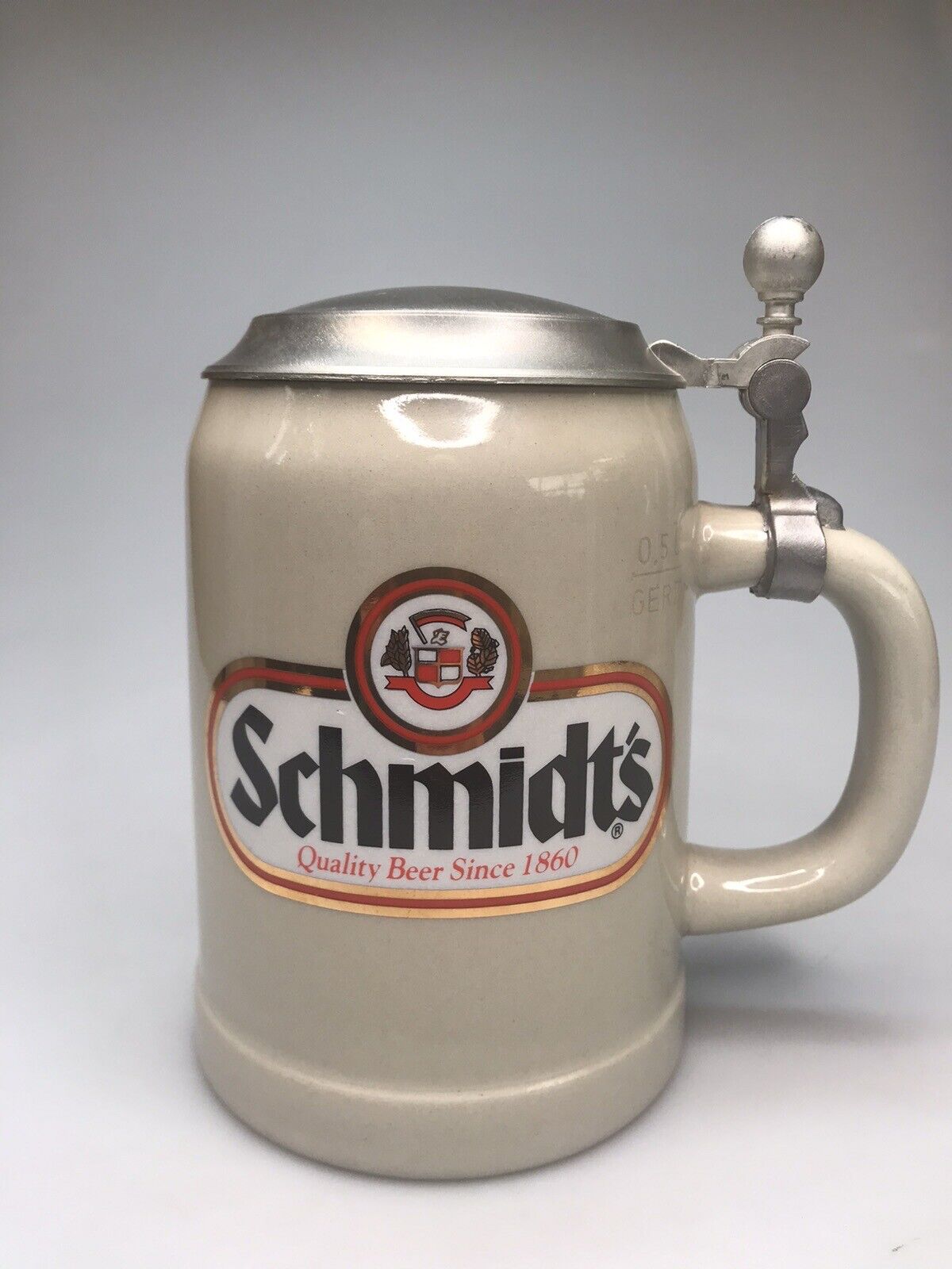 Vintage W Germany Gerz Schmidt’s Ceramic Pewter Lid Beer Stein 