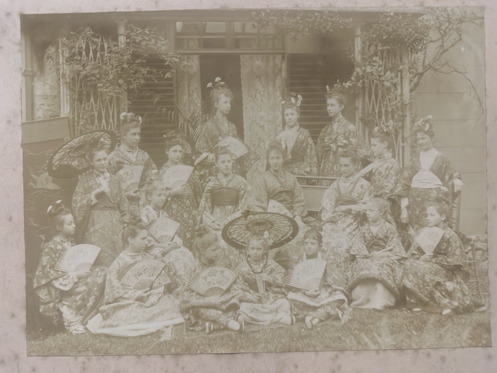 Antique Victorian Japonisme Mounted Photograph Japanese Kimono Costume Party Antique Victorian Japonisme Mounted Photograph Japanese Kimono Costume Party