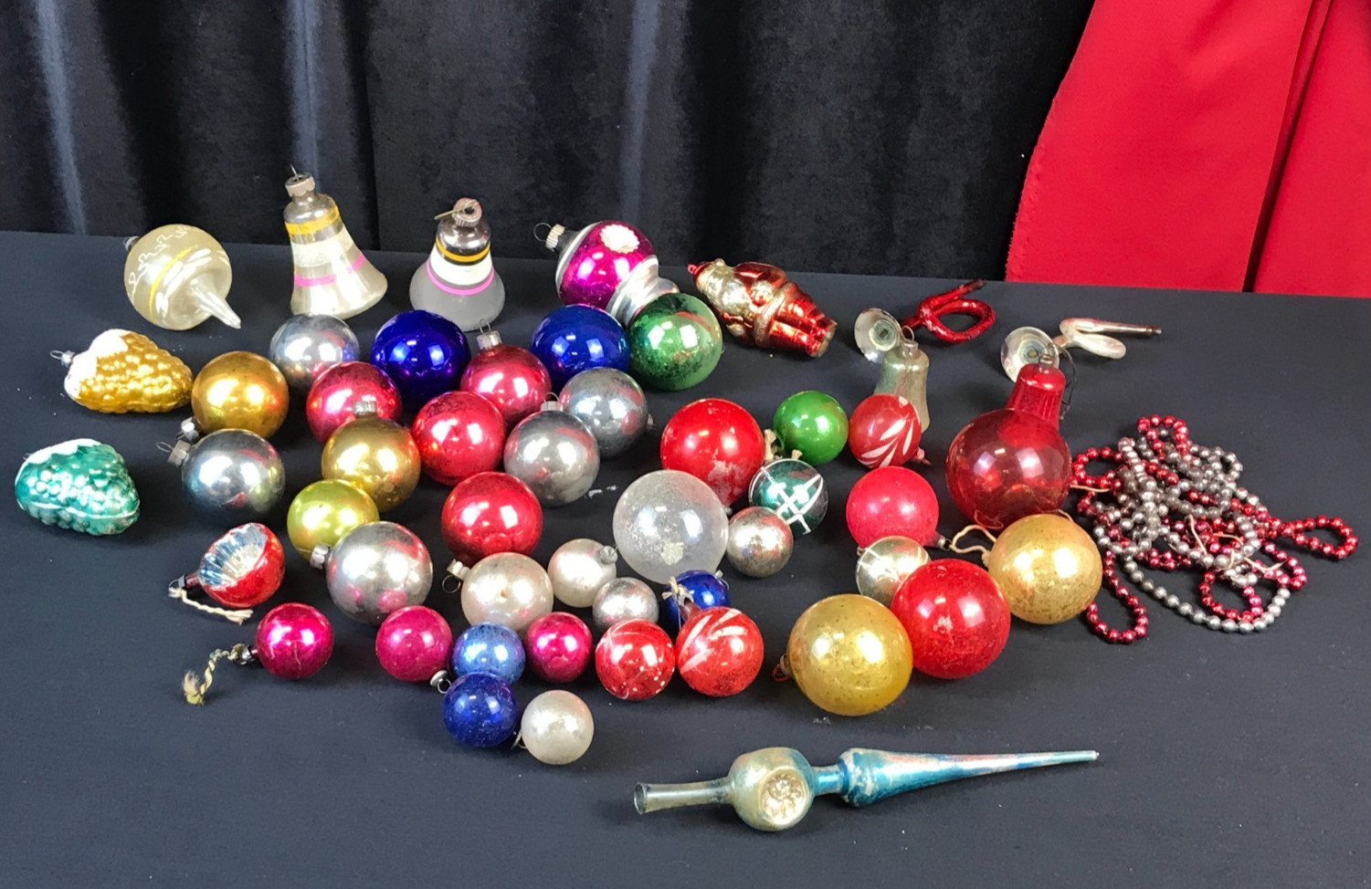 Over 50pc Vintage Mercury Glass Small ORNAMENTS & TREE TOPPER Germany USA Made