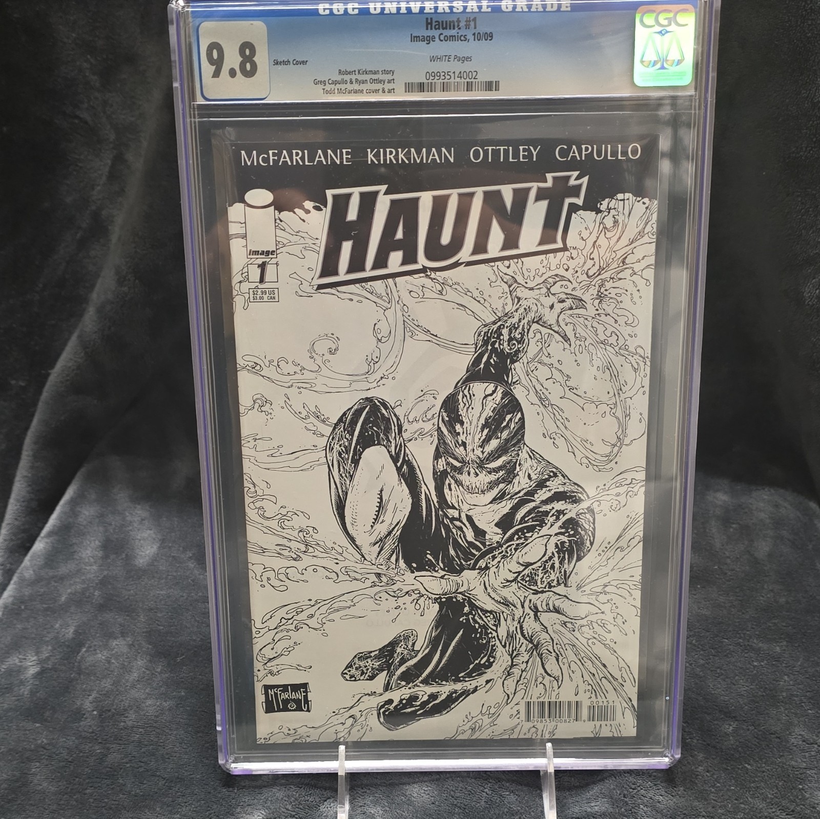HAUNT #1  CGC 9.8 McFarlane 1:100 Sketch Variant. White Pages Image 2009