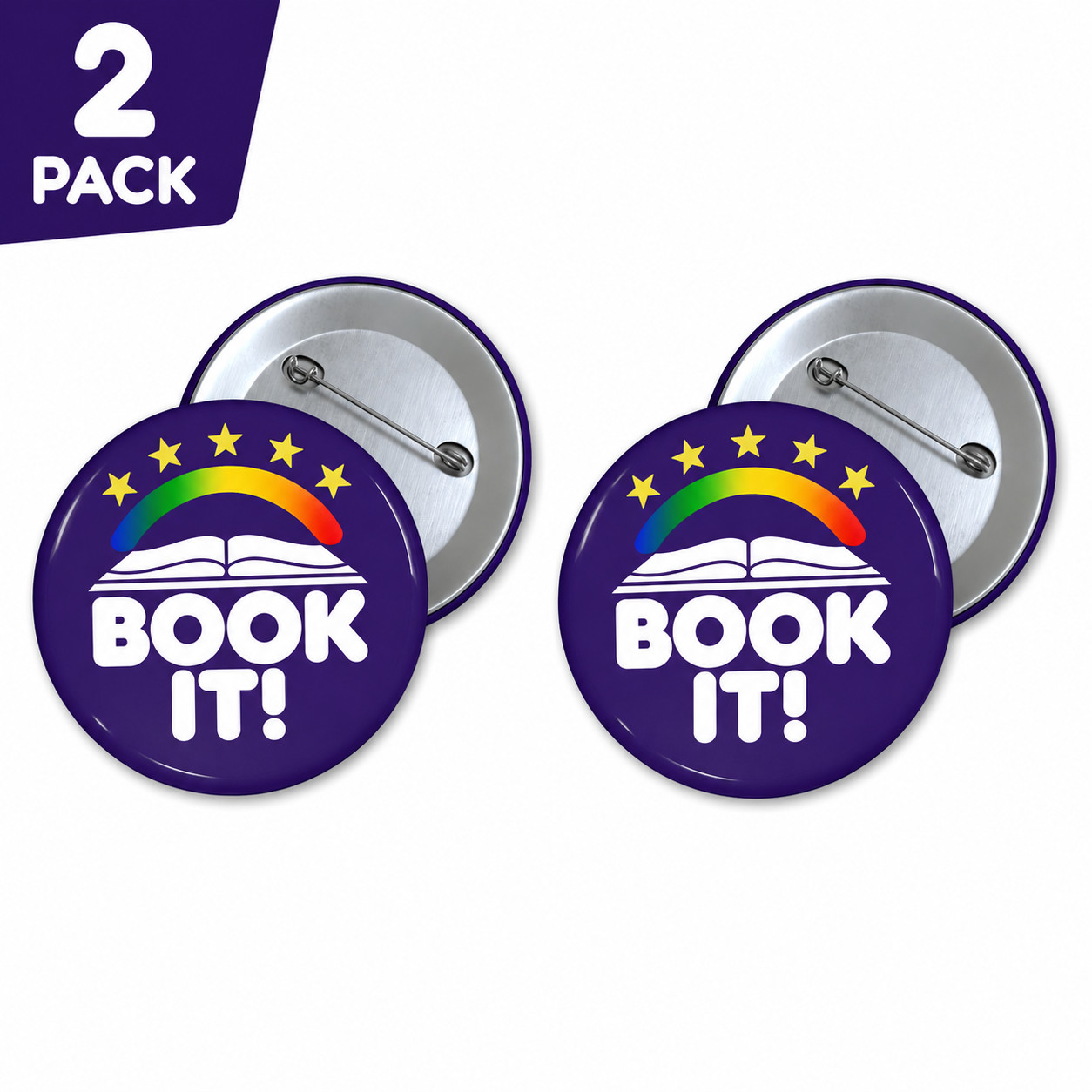 BOOK IT Button/Pin 1990s/1980s Pinback 2.25 inch Retro Throwback Pizza Hut 2PK BOOK IT Button/Pin 1990s/1980s Pinback 2.25 inch Retro Throwback Pizza Hut 2PK