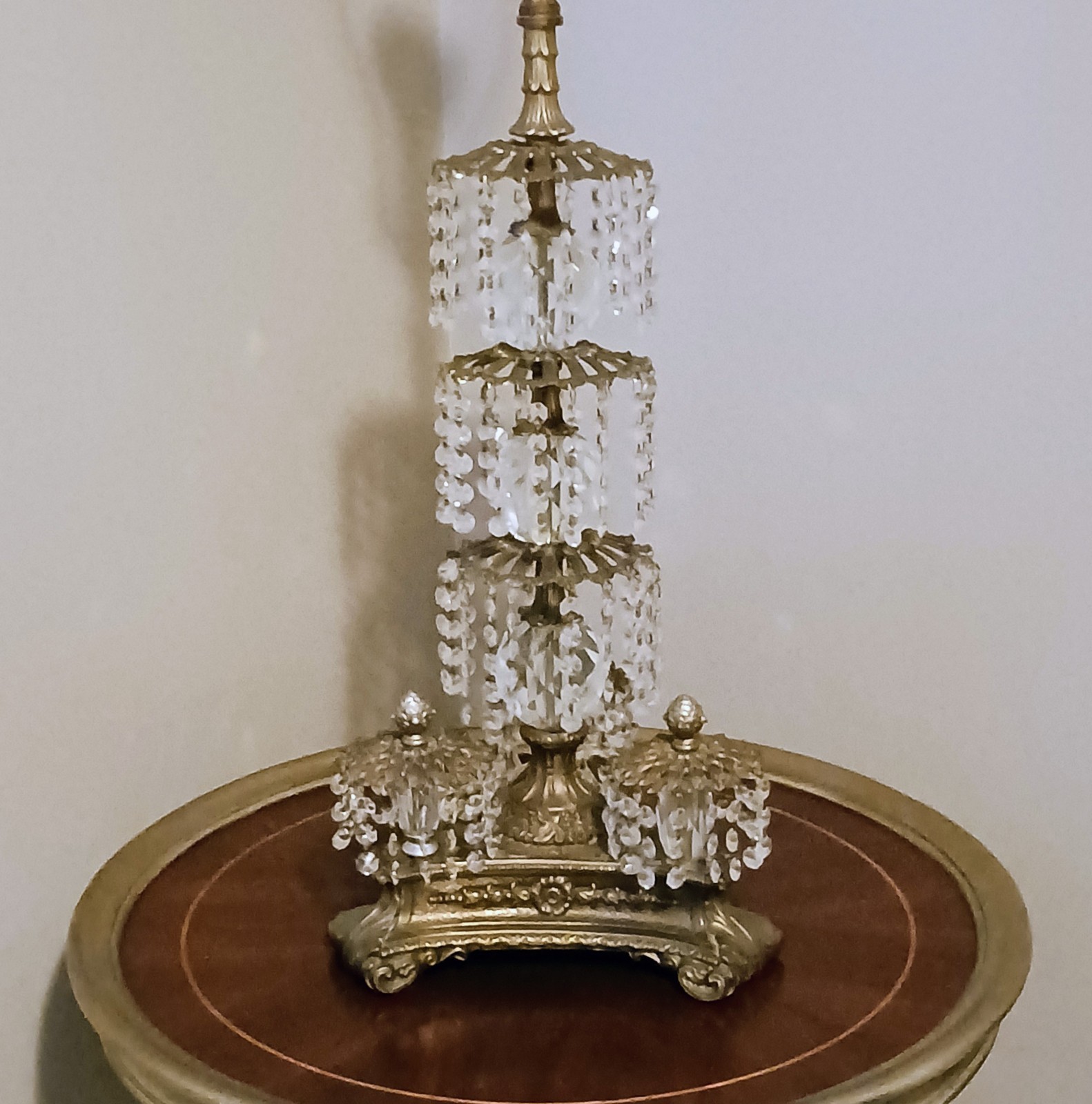 Loevsky & Loevsky WMC Hollywood Regency Lamp Brass Crystal Waterfall RARE 1968 Loevsky & Loevsky WMC Hollywood Regency Lamp Brass Crystal Waterfall RARE 1968
