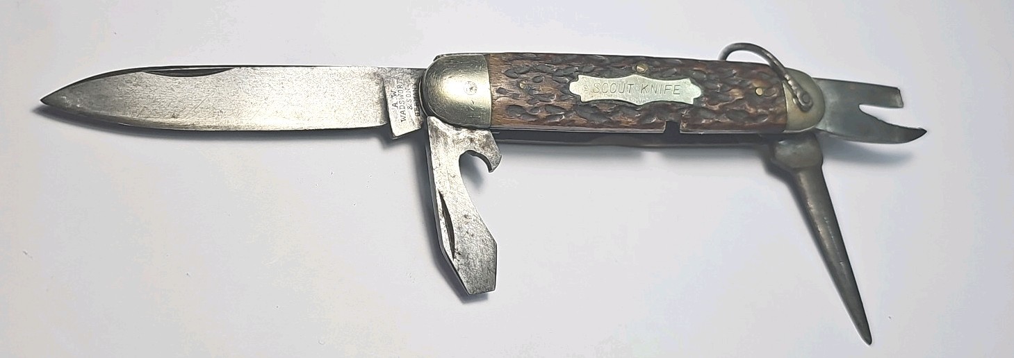 Vintage A.W. Wadsworth & Son Germany Four Blade Folding Pocket Scout Knife Vintage A.W. Wadsworth & Son Germany Four Blade Folding Pocket Scout Knife