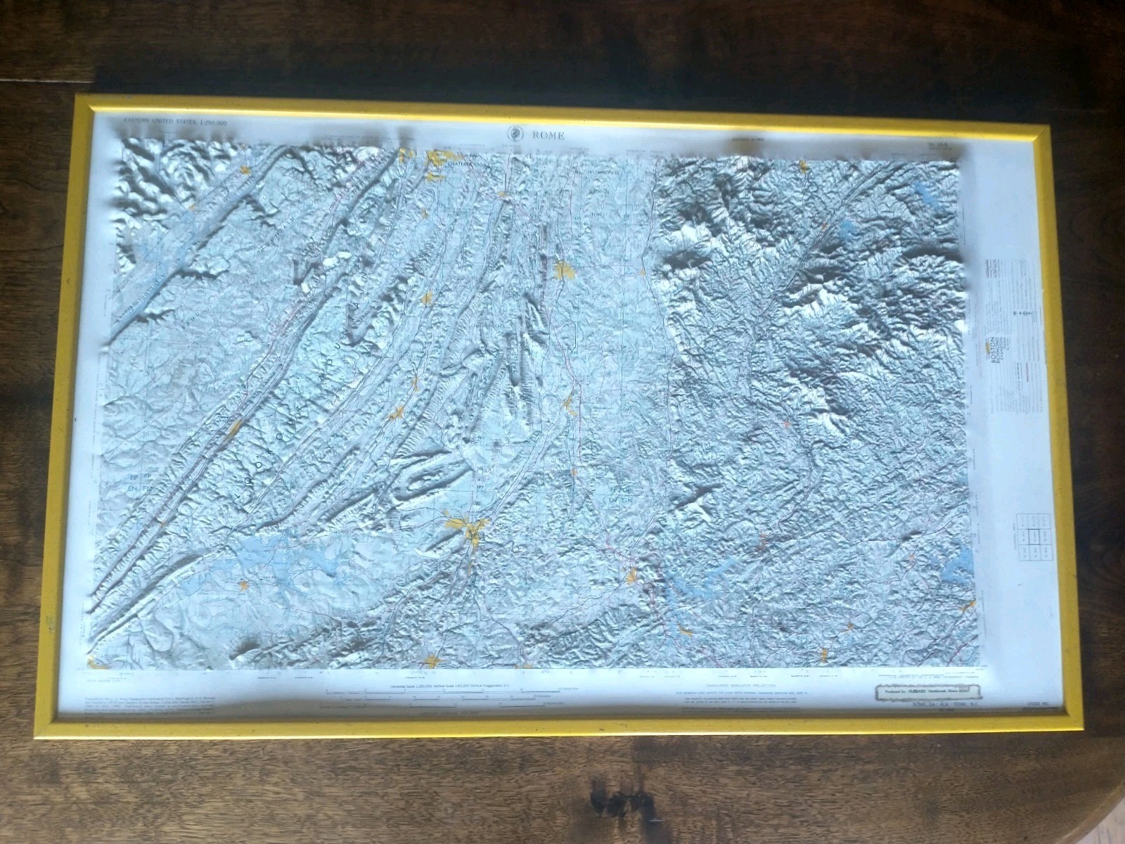 Vtg Hubbard 3D Topographical Relief Molded Map  GA; ALA; TENN; NC