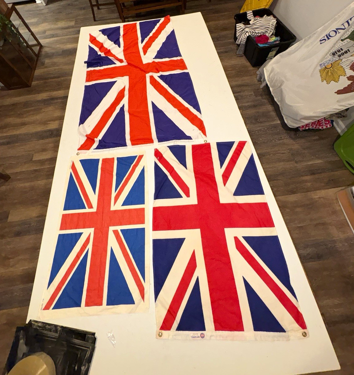 Lot of 3 Vintage & older British Union Jack flags Annin Defiance made in England Lot of 3 Vintage & older British Union Jack flags Annin Defiance made in England