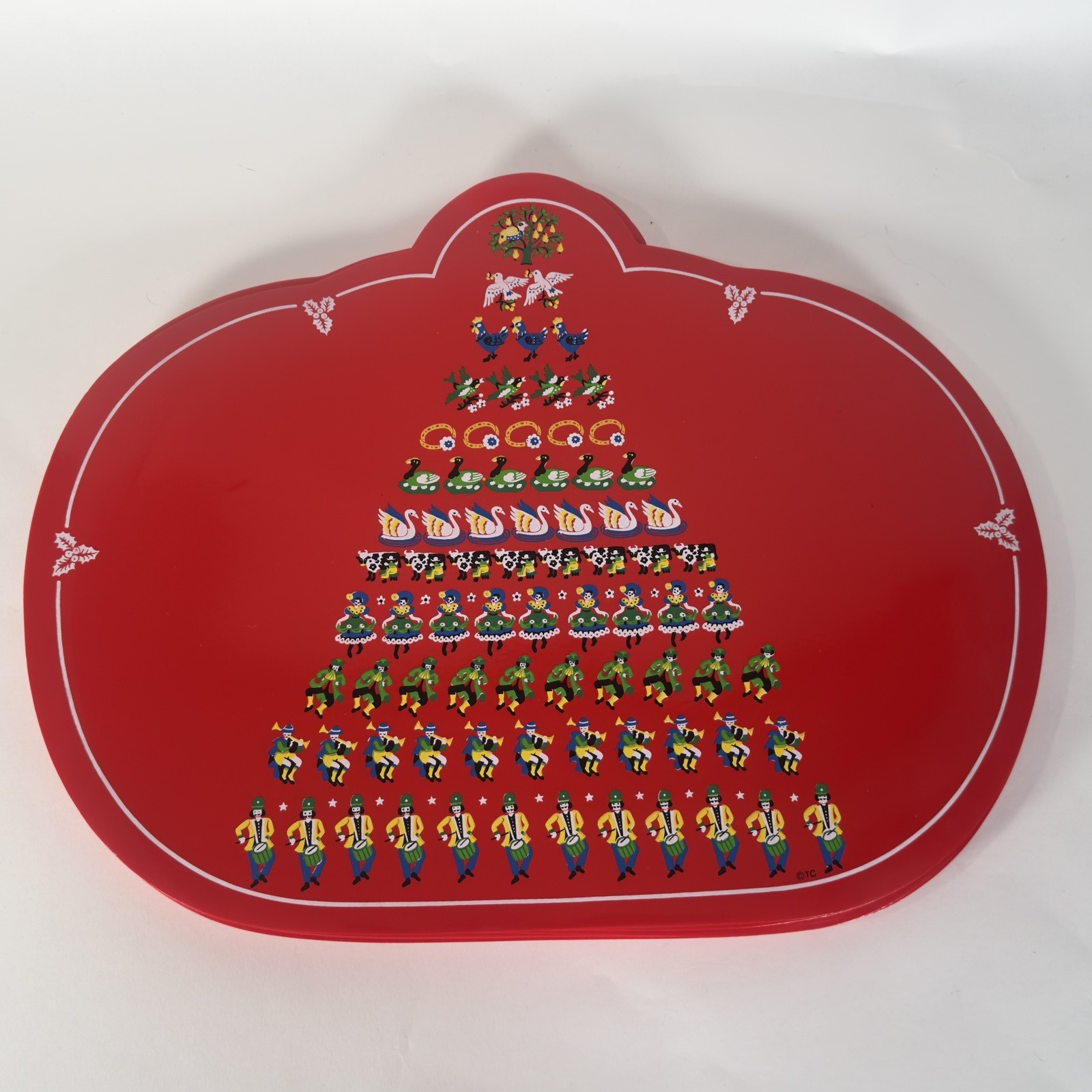 Vintage Town & Country 12 Days of Christmas Placemats 4 Pc Set Red Vinyl