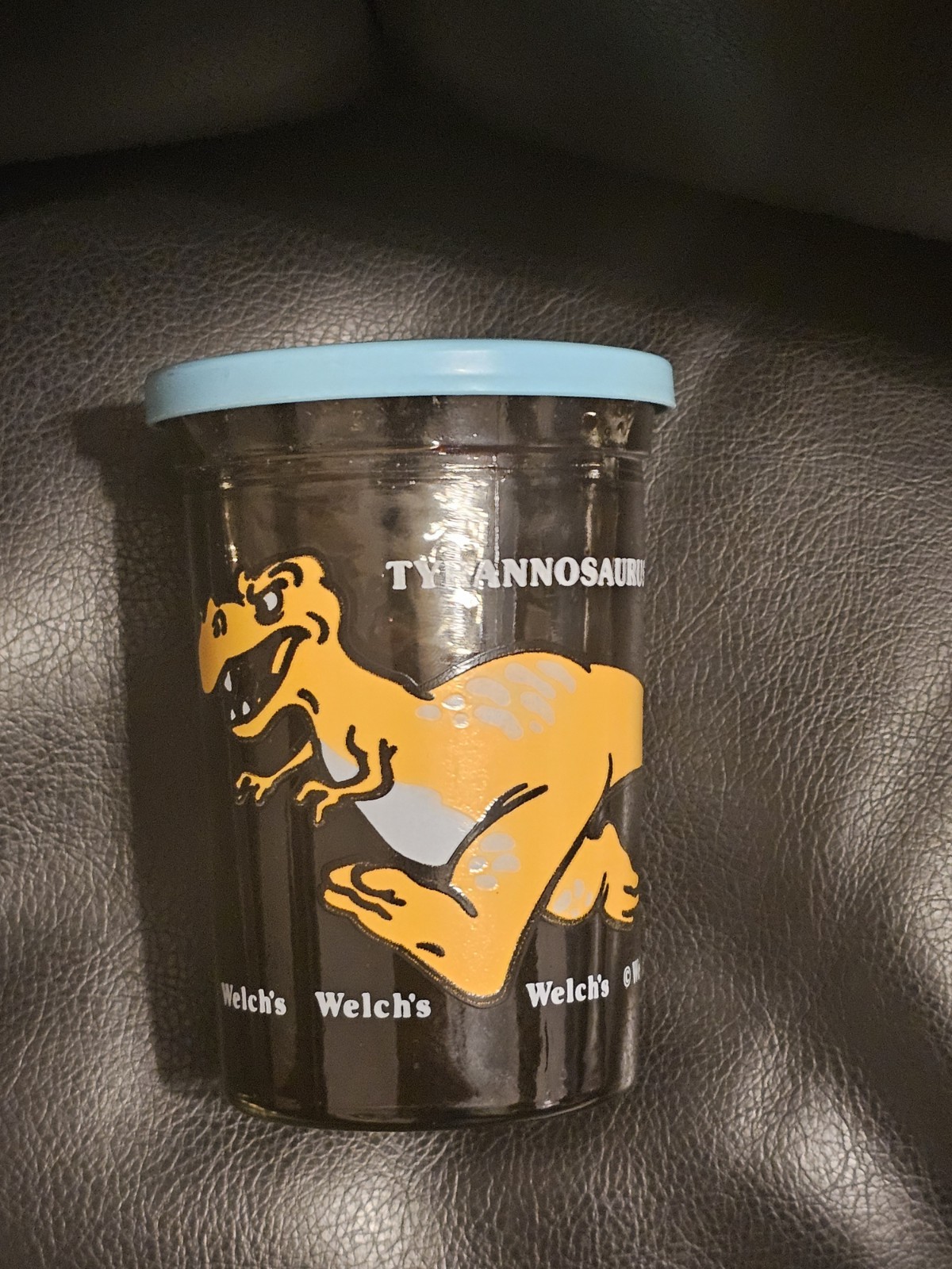 WELCH'S SEALED JELLY JAM GLASS TYRANNOSAURUS REX + FULL DINOSAURS 1988 NOS RARE