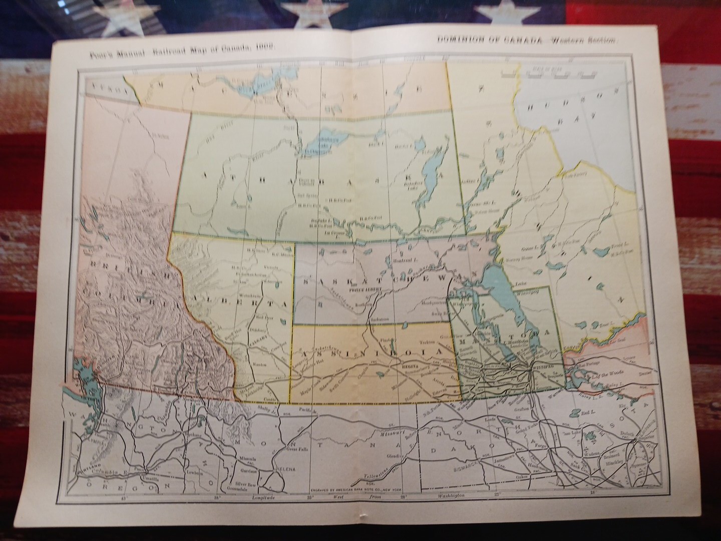 1902 Train Route Map Western Canada Railroad All Lines Station Towns 11×9\