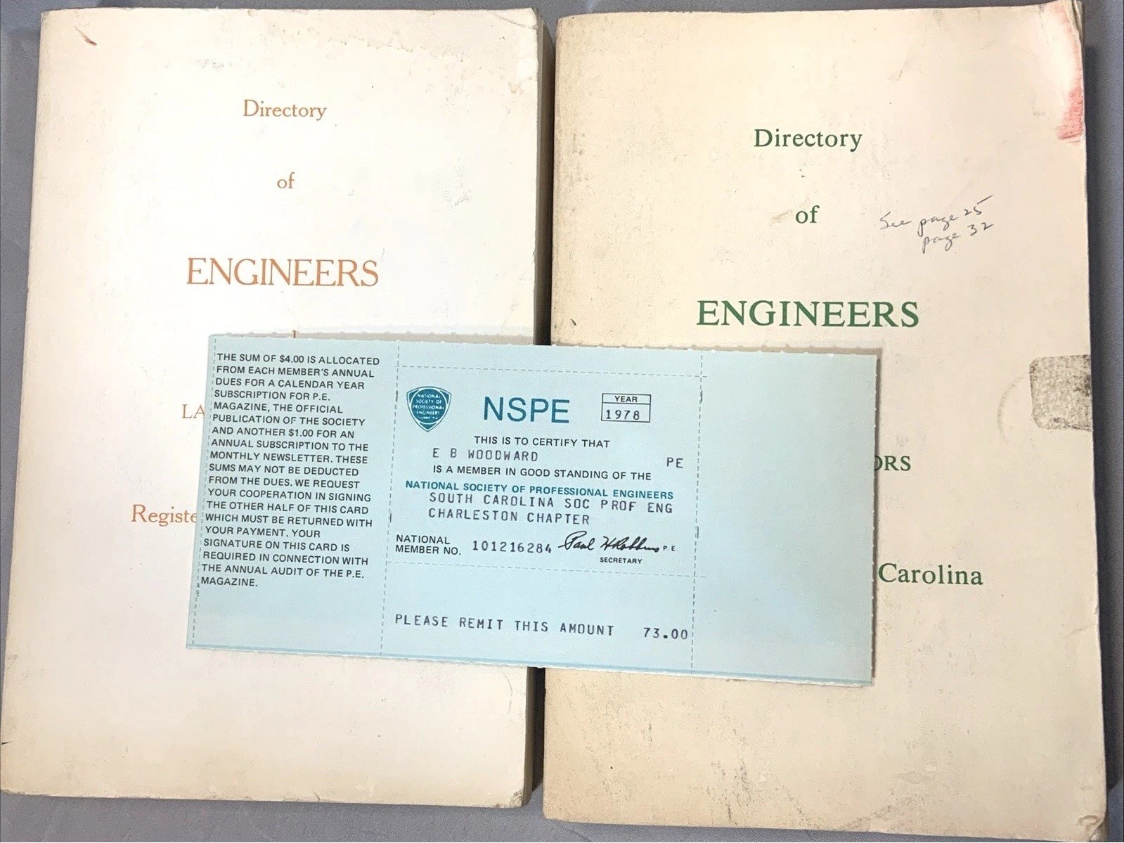 Vintage 1976-1978 South Carolina Engineers Directory Lot & 1978 NSPE Ephemera