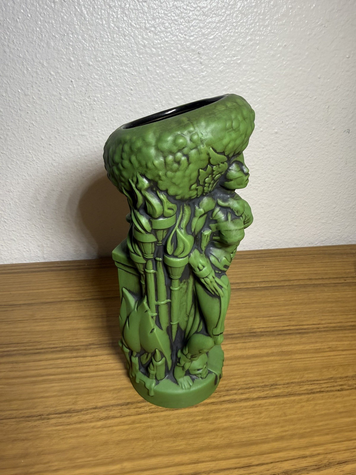 Voodoo Goddess Tiki Mug By Tank-Tiki Farm 9” tall Green Black Glaze 2020 unused