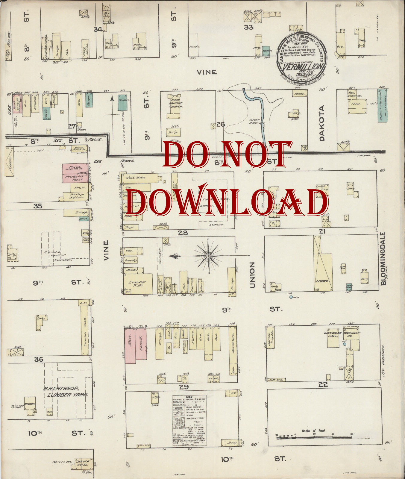1883 Very Detailed COPY Map Vermillion South Dakota Perfect for researchers 1883 Very Detailed COPY Map Vermillion South Dakota Perfect for researchers