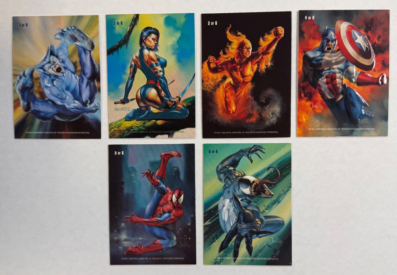 1996 Fleer Skybox Marvel Masterpieces Double Impact complete 6 card MINT set