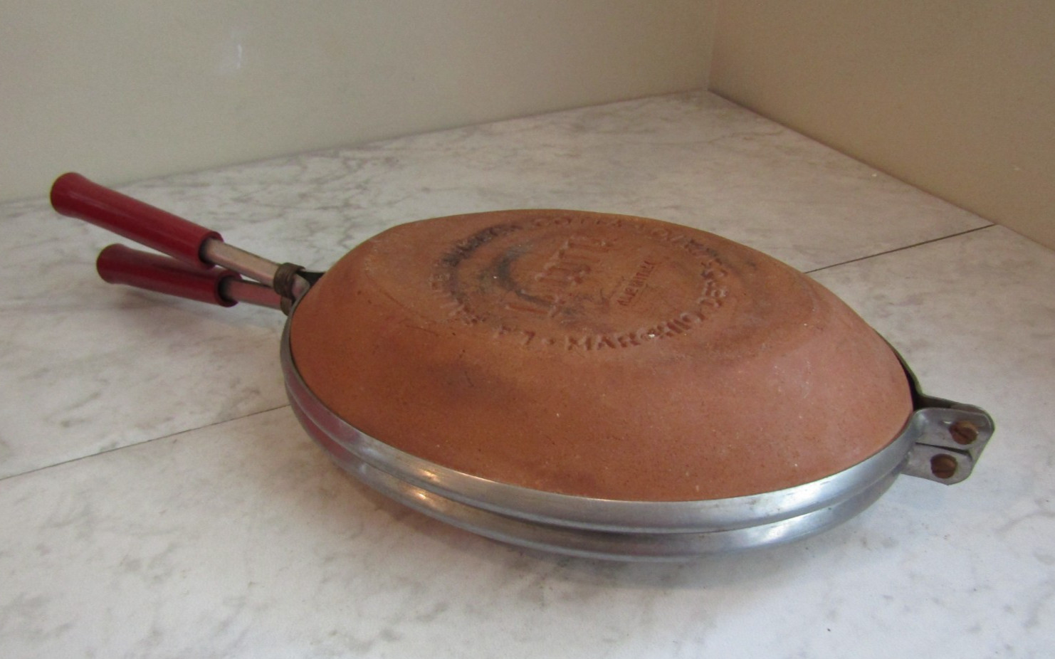 Vintage La Cotta Italian La Bisquera Stovetop Roaster/Grill w/Handles + Instruct