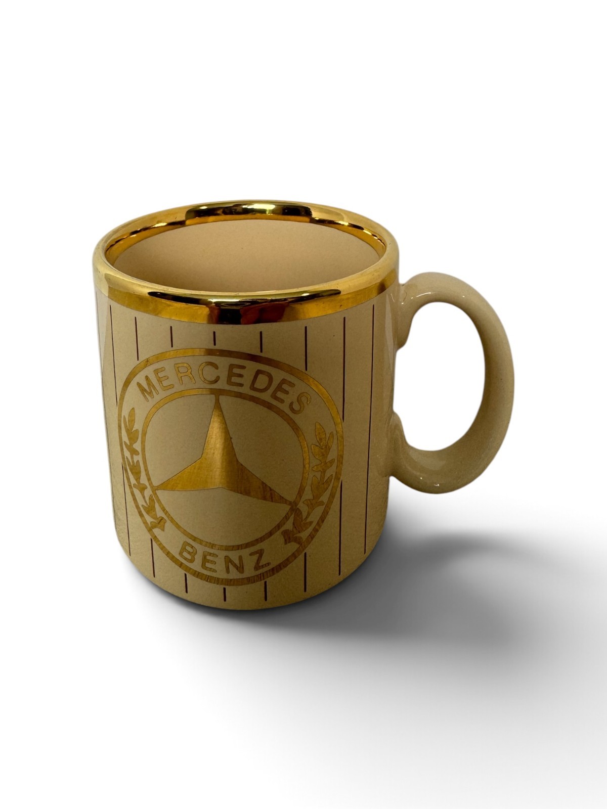 Vintage Mercedes Benz Corporate Coffee Mug Cream Pinstripe Made in England 1990s Vintage Mercedes Benz Corporate Coffee Mug Cream Pinstripe Made in England 1990s