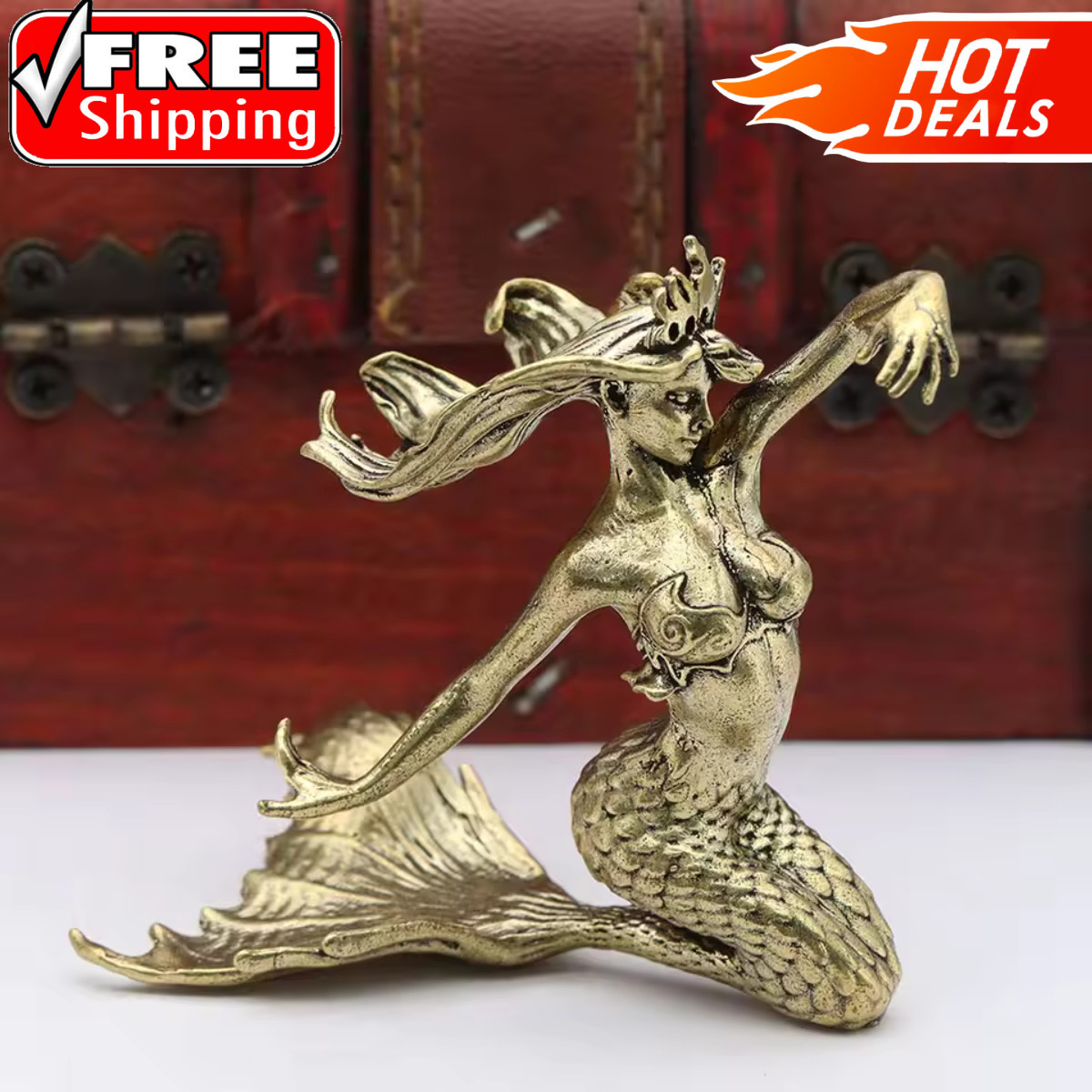 Vintage Brass Mermaid Sea Girl Model Small Statue Figurine Desktop Ornament Gift Vintage Brass Mermaid Sea Girl Model Small Statue Figurine Desktop Ornament Gift