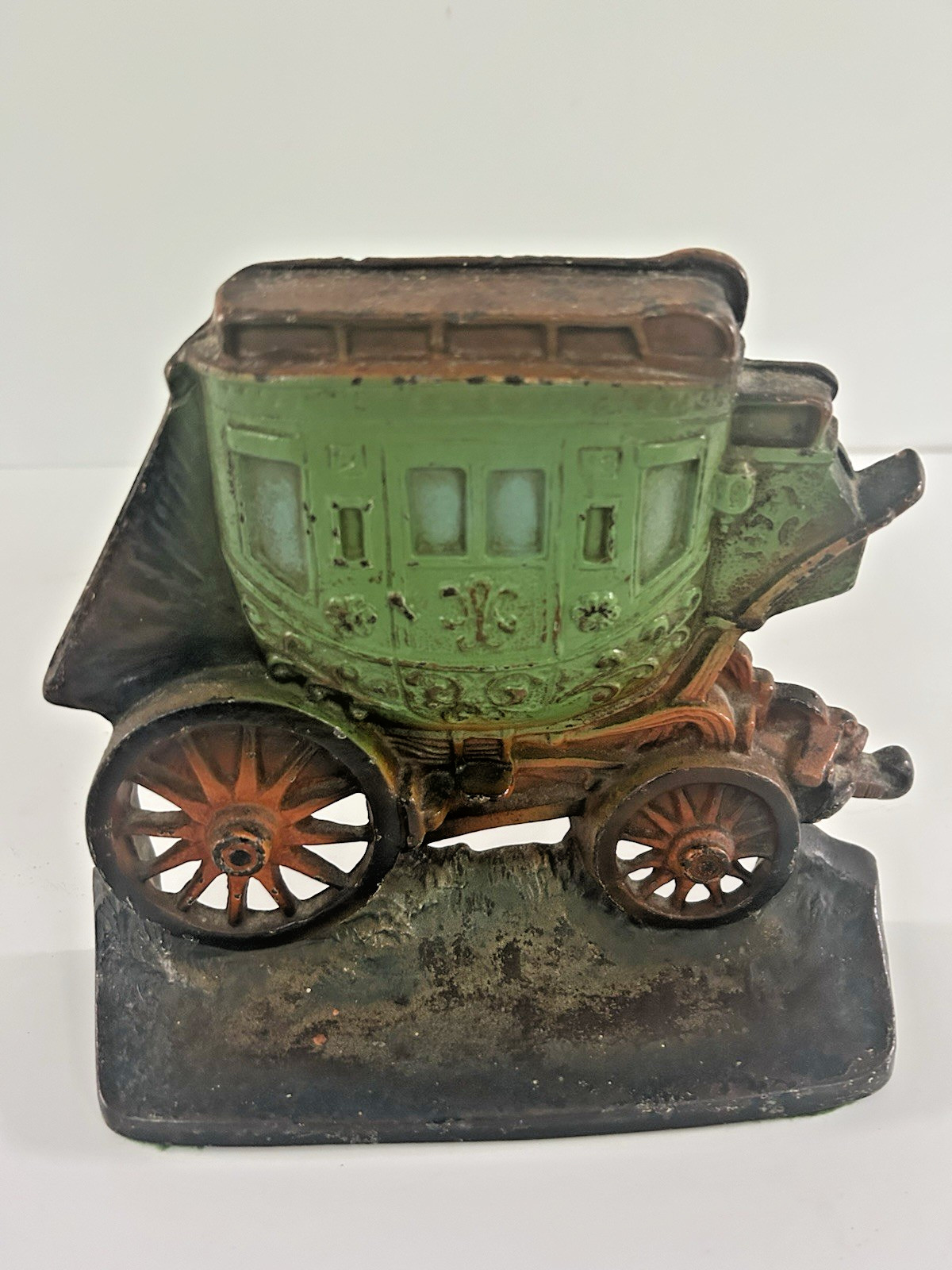 Antique Cast Iron Old West Stagecoach Buggy copyright C CO 1930 Doorstop