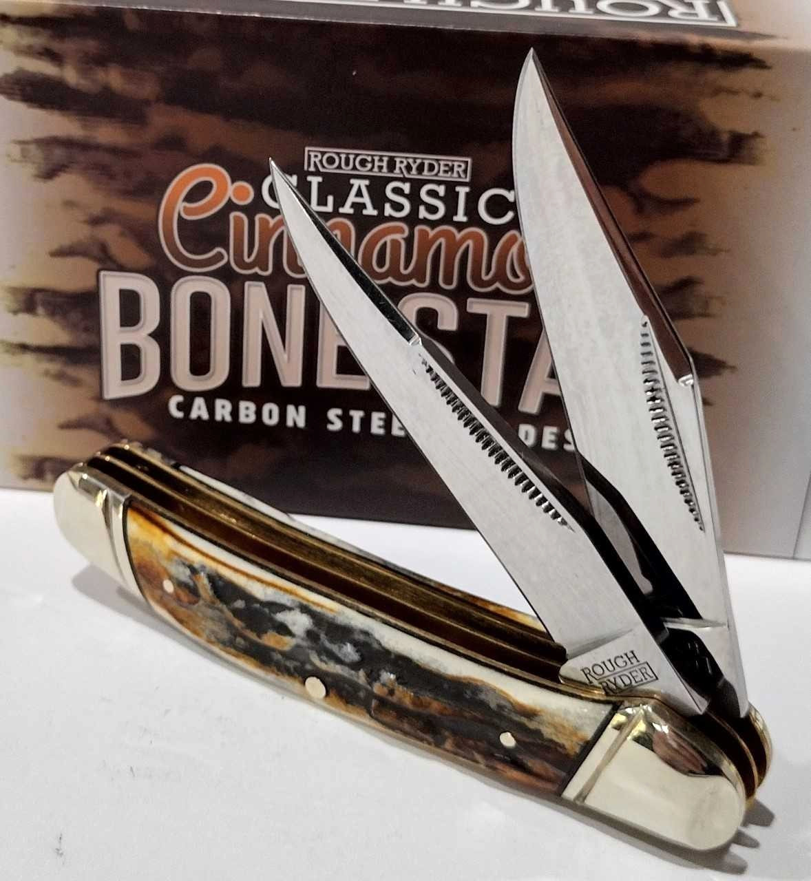 Rough Ryder Brown Cinnamon Stag Bone Carbon Copperhead  Pocket Knife RR2422