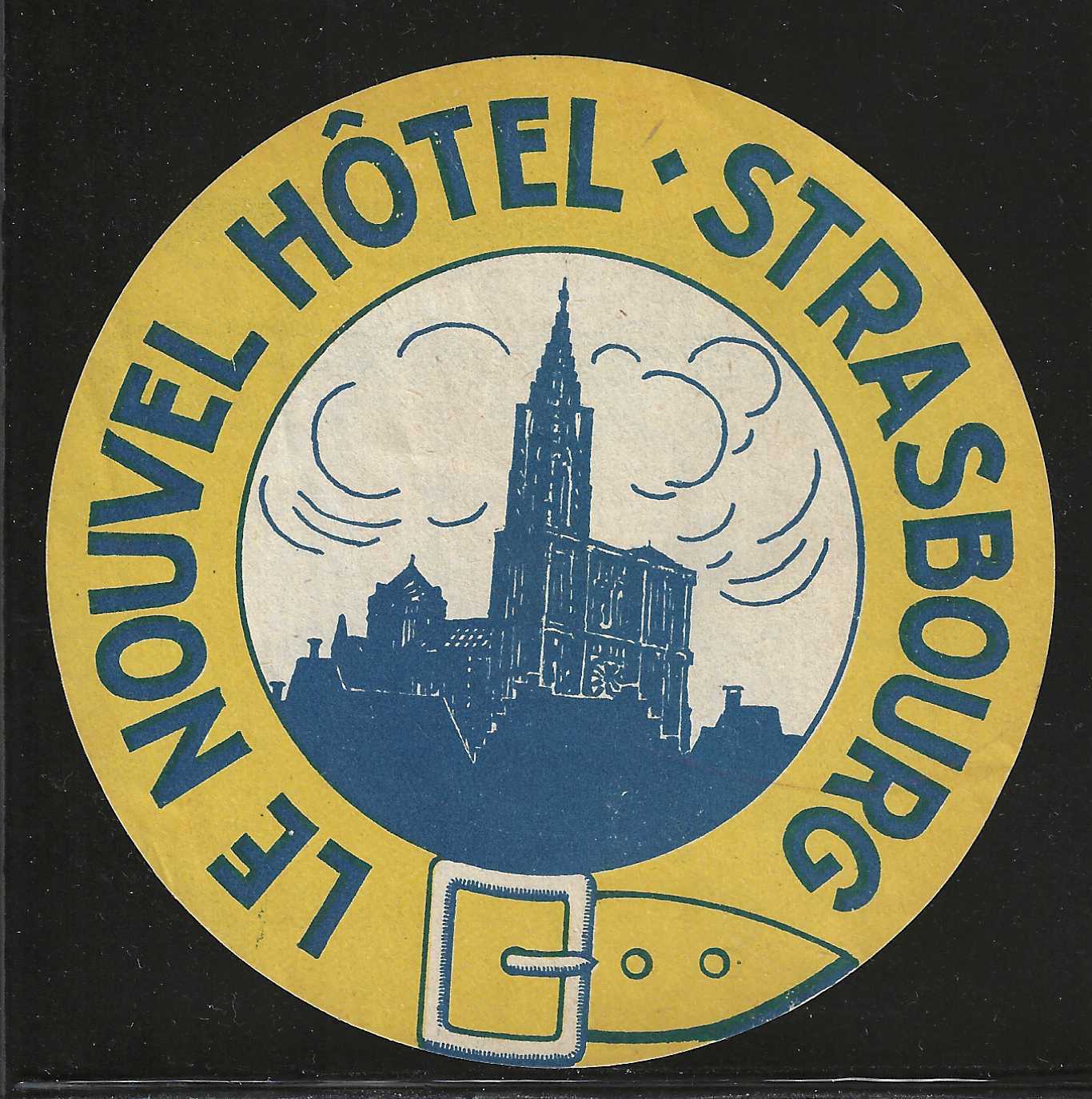 Le Nouvel Hotel, Strasbourg, France, Hotel Label, Unused, Size: 108 mm 