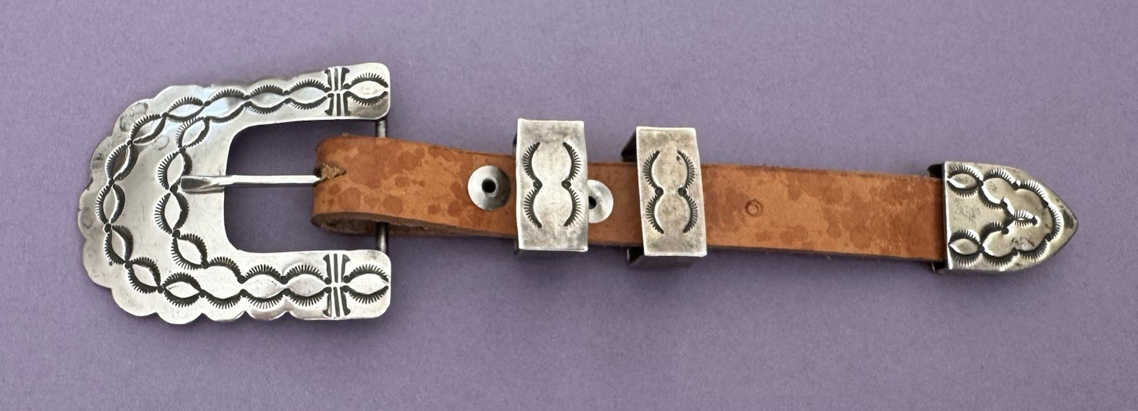 Vintage Native American Signed E ETSITTY Sterling Silver 4 Pc Ranger Belt Buckle Vintage Native American Signed E ETSITTY Sterling Silver 4 Pc Ranger Belt Buckle