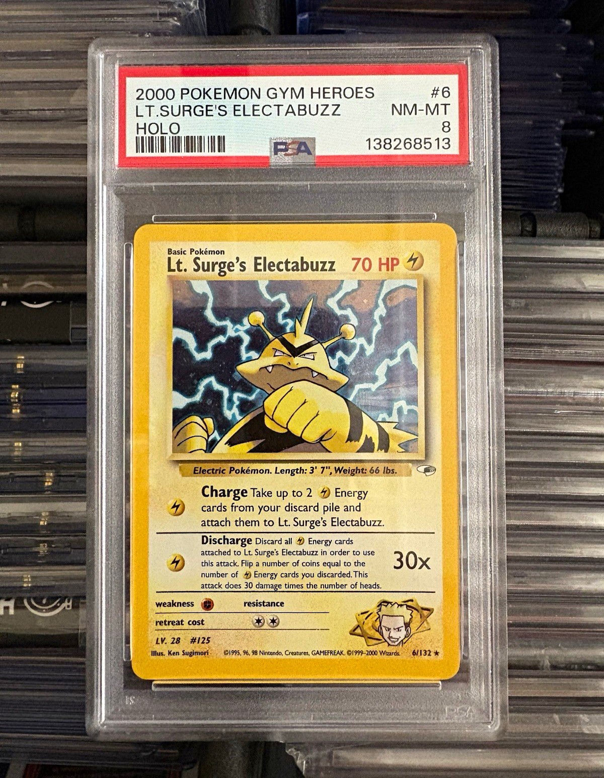 Pokémon 2000 Gym Heroes Lt. Surge's Electabuzz Holo #6 PSA 8 English