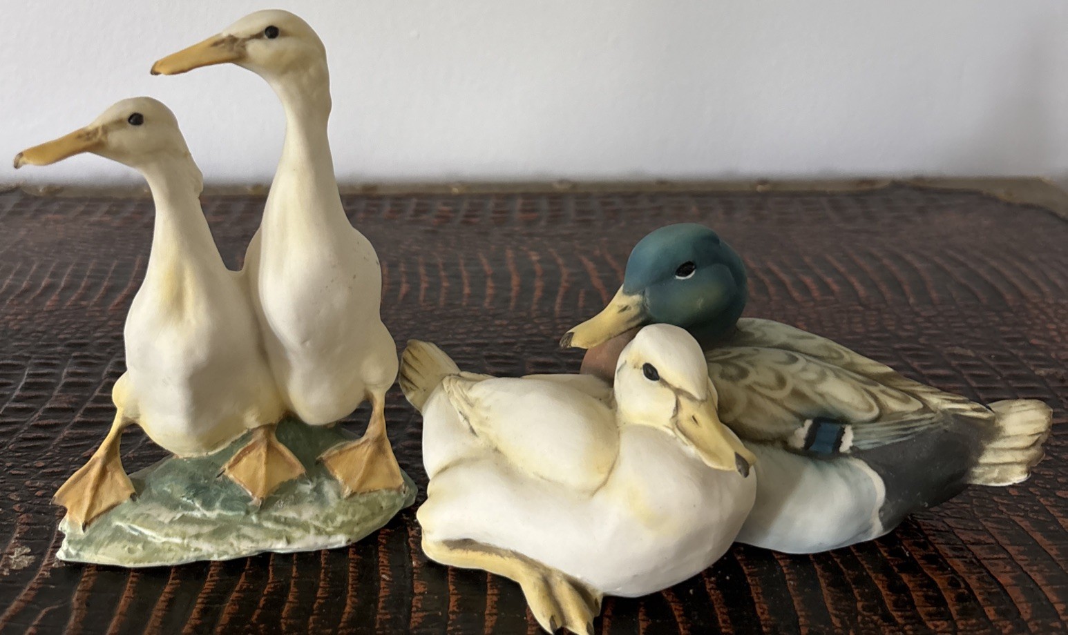 Vintage TAY Italy Porcelain Duck Figurines Lot Mallard Geese Bird Pairs 2 Sets