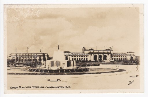 Union Railway Station Washington DC Fountain Old Cars RPPC Real Photo Postcard