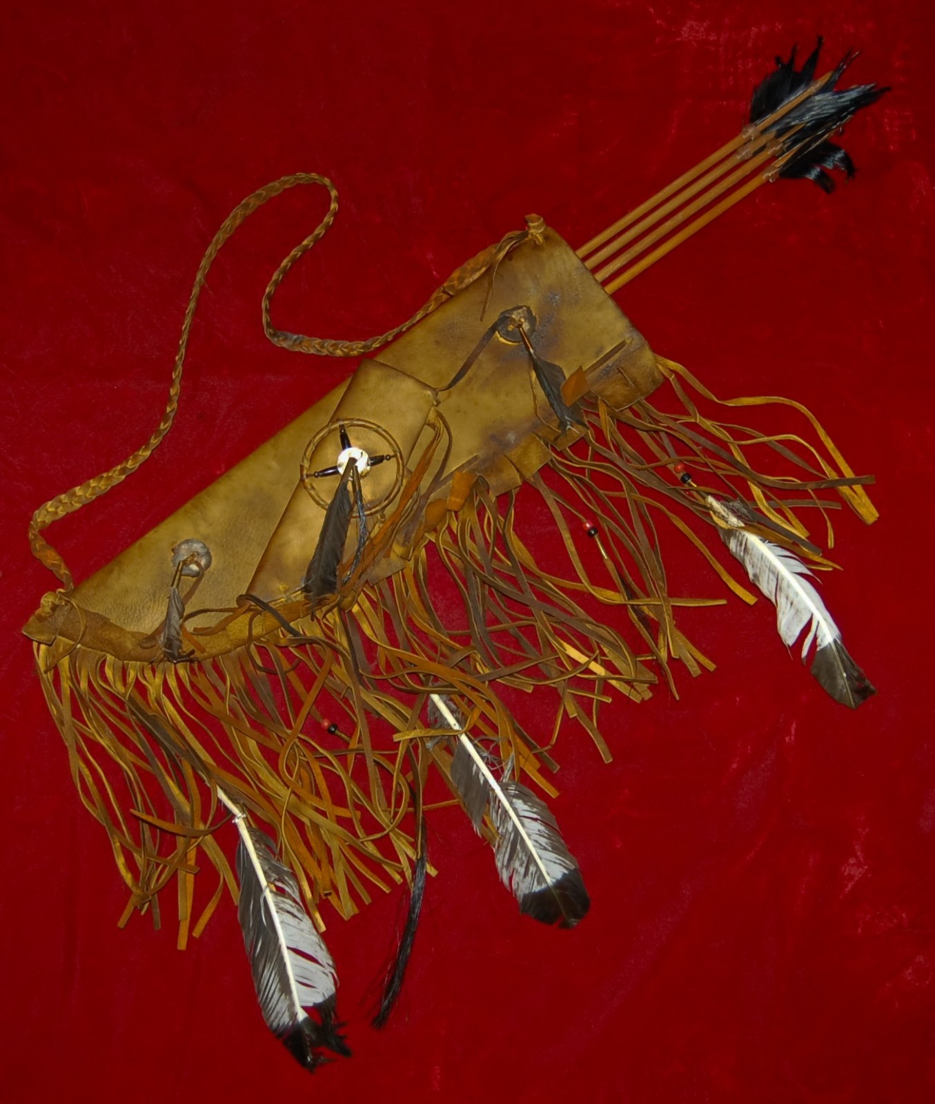 NAVAJO Native American Leather Quiver & Arrows Handcrafted Authentic Arizona US