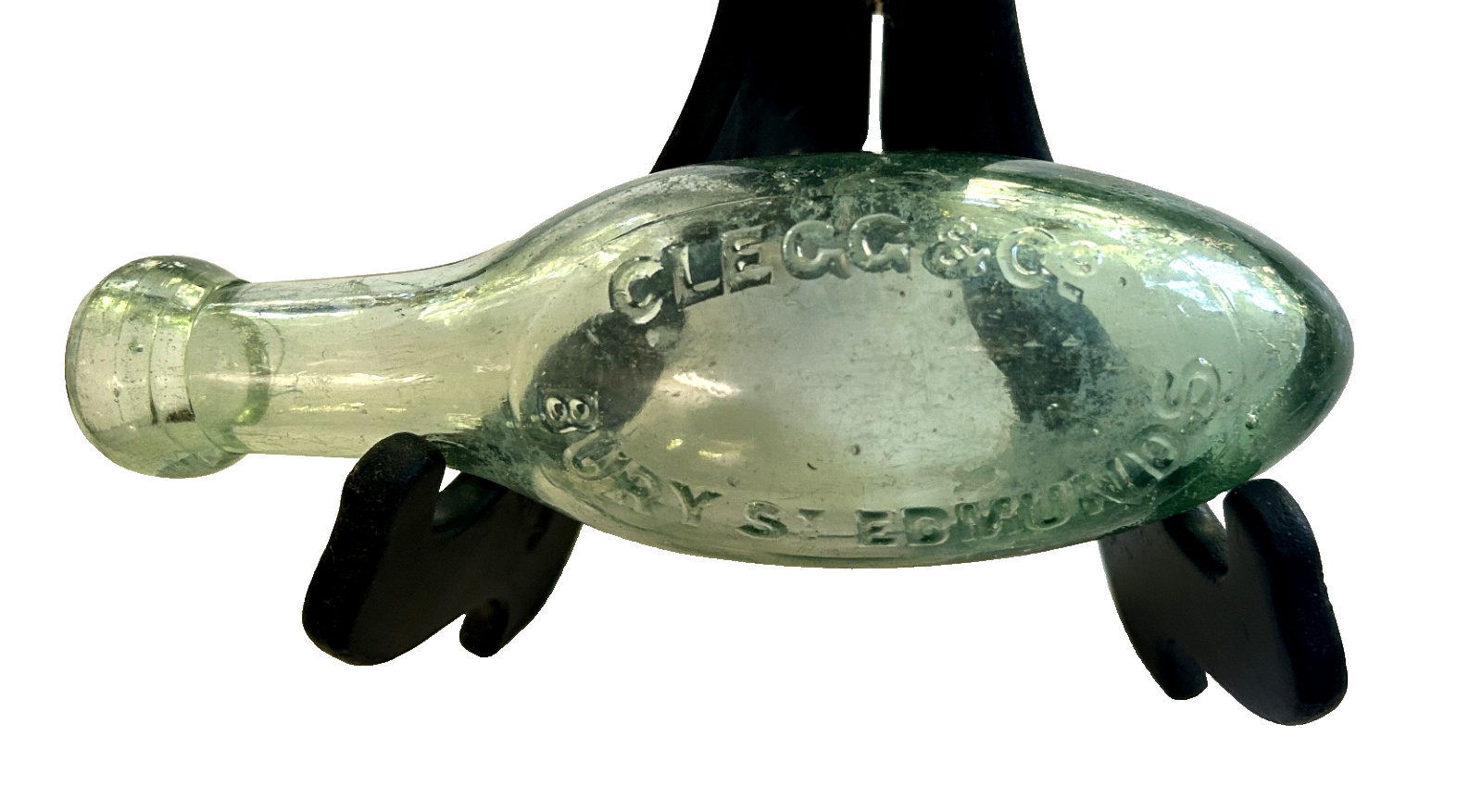 TORPEDO BOTTLE - CLEGG & CO - EDMUNDS U.K.  - VINTAGE 19TH c - AQUA-GREEN LOT #8