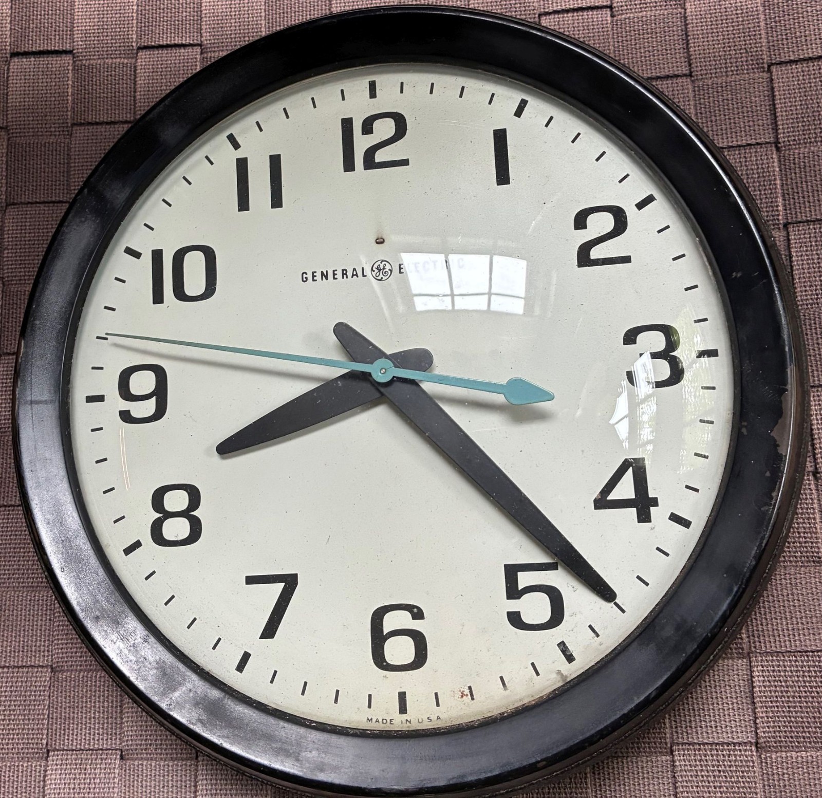 Vintage General Electric Wall Clock GE Telechron Schoolhouse Office Works Great