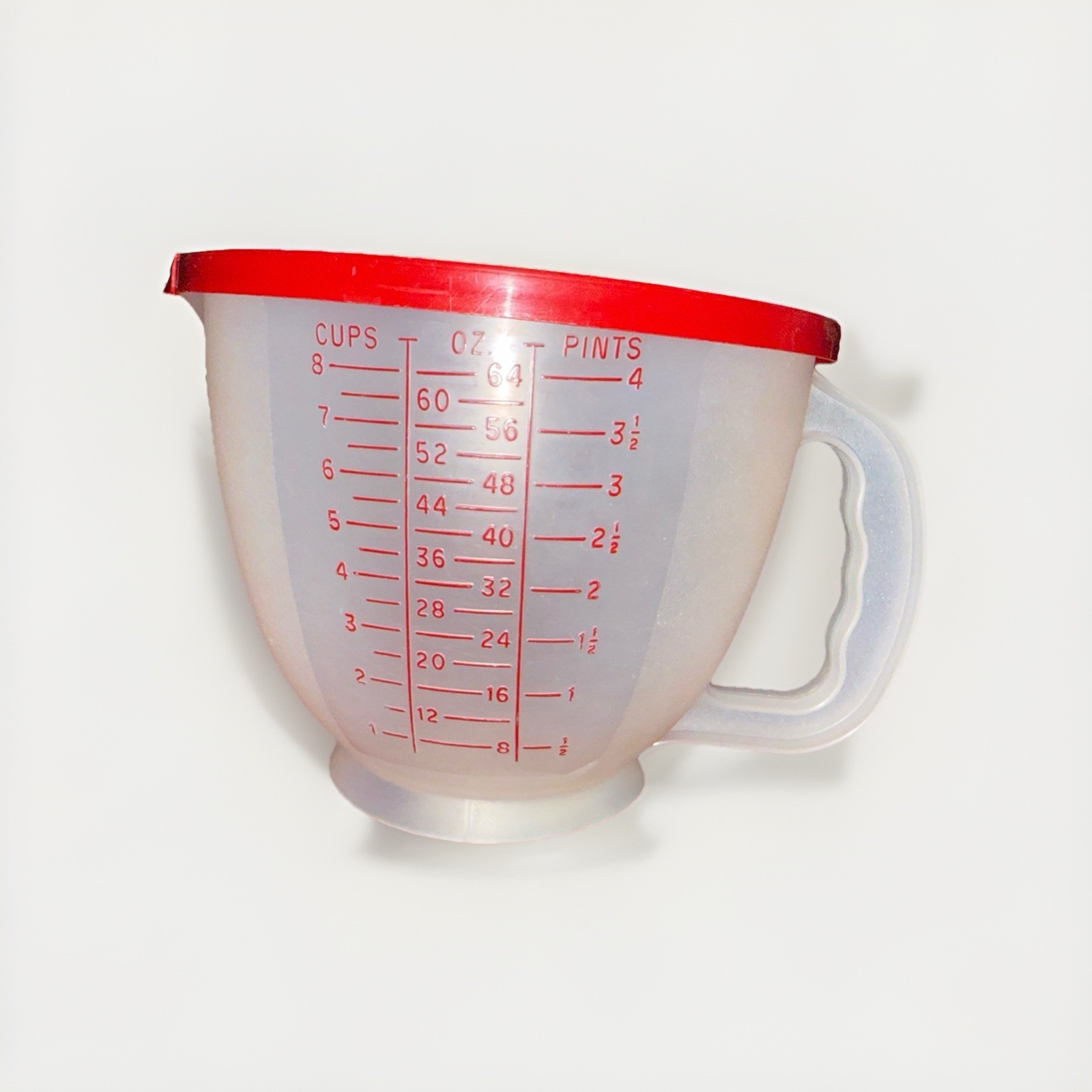Vtg Tupperware Mix N Store 8 Cup Measuring Bowl 500-3 Red Lid Flip Top On Spout Vtg Tupperware Mix N Store 8 Cup Measuring Bowl 500-3 Red Lid Flip Top On Spout