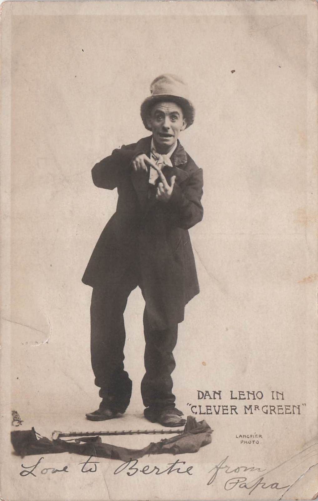 RPPC Dan Leno England Theatre Comedian Actor Pantomime Photo Vtg Postcard J60