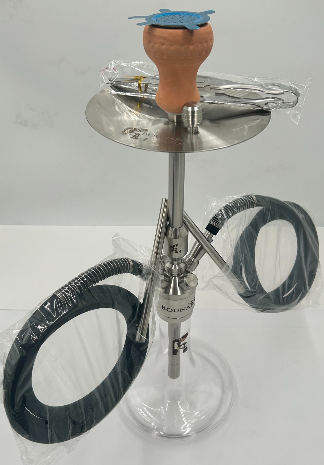 Hookah Shisha. Heavy Duty Stainless Steel Complete, double hose, 25” tall Hookah Shisha. Heavy Duty Stainless Steel Complete, double hose, 25” tall