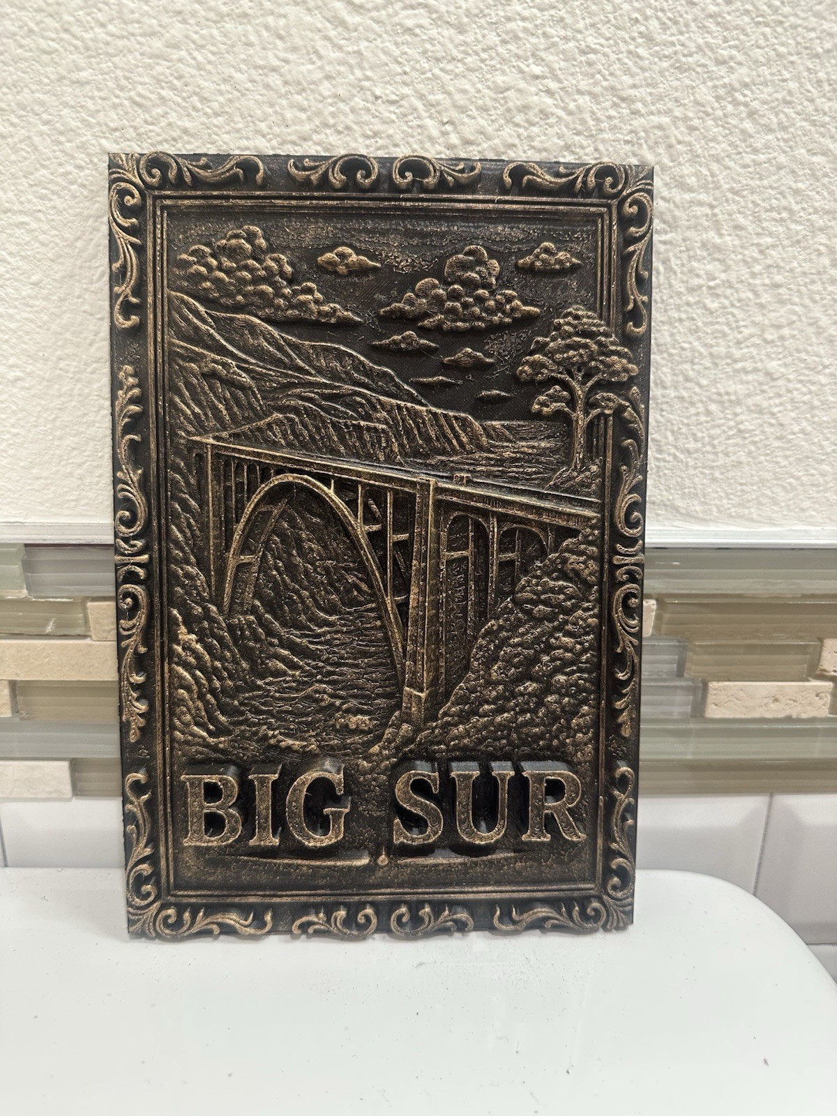 Big Sur 10” X 6.5” Wall Plaque 3d Relief Sculpture Wall Art Bixby Bridge Big Sur 10” X 6.5” Wall Plaque 3d Relief Sculpture Wall Art Bixby Bridge