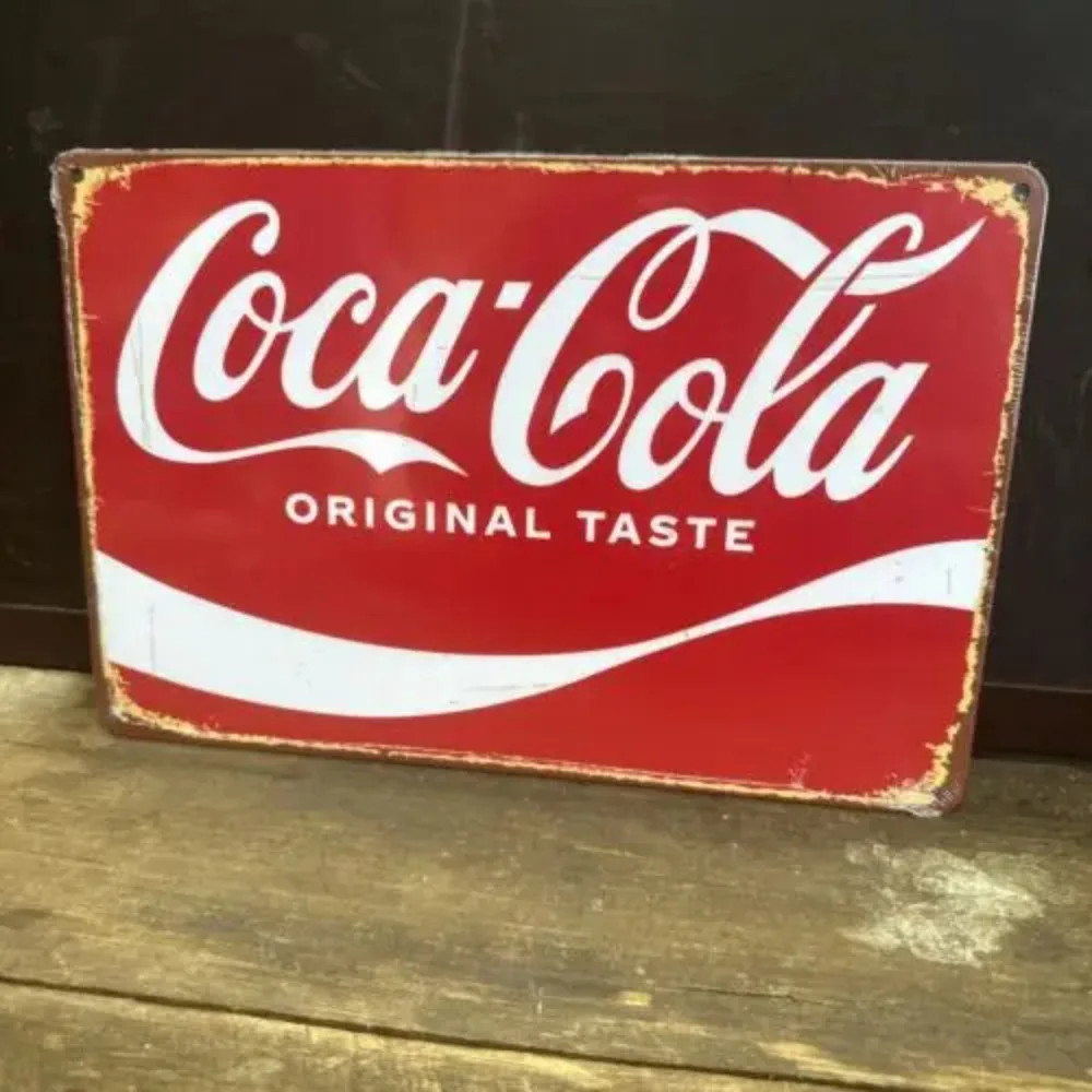 Vintage Coca Cola Aluminum Metal Sign Retro Taste Red Wall Decor