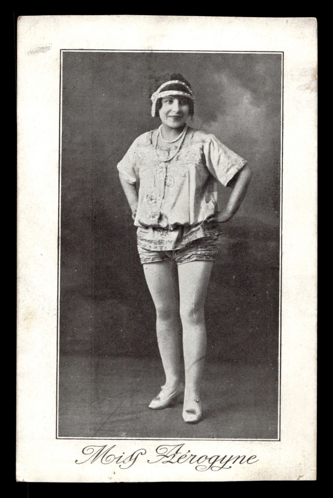 c. 1900's Miss Aérogyne, Aerial Illusions & Acrobatics Postcard