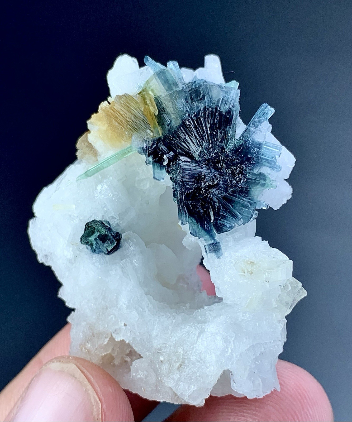 112 Cts Natural Indicolite Tourmaline Crystal Bunch From Afghanistan