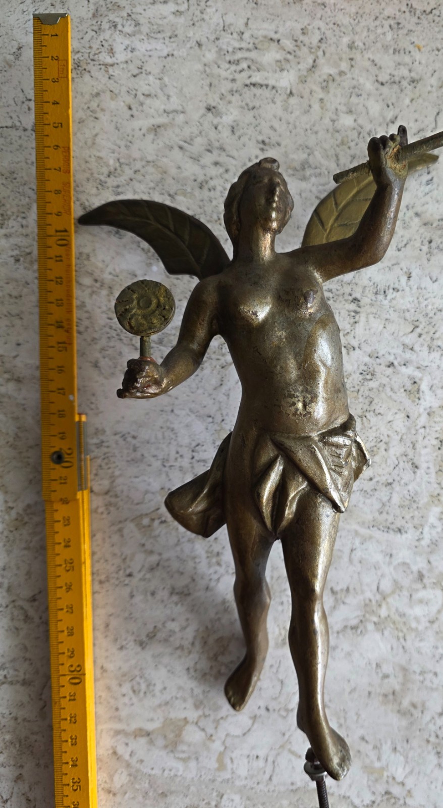 Huge Clock Figurine Antique 27cm Brass 1kg Spares Parts