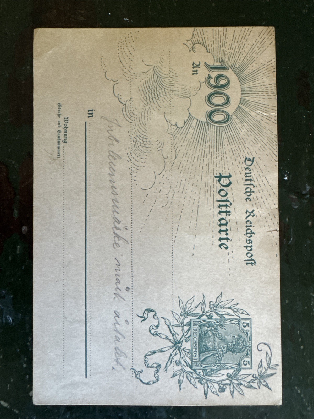 Vintage 1900 Deutsche Reichspost German Postcard w/ Blank Reverse Vintage 1900 Deutsche Reichspost German Postcard w/ Blank Reverse
