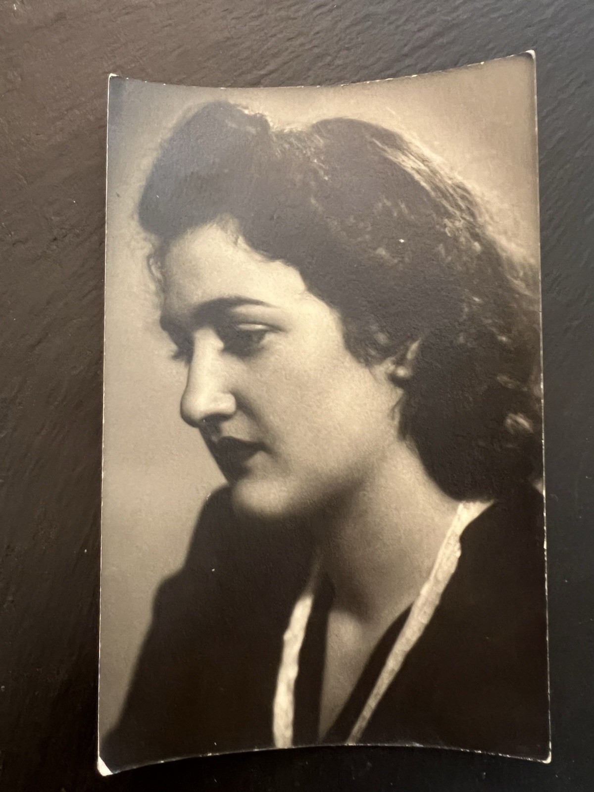Vintage 1941 WW2 Era Bulgarian Woman Profile Portrait Photo  