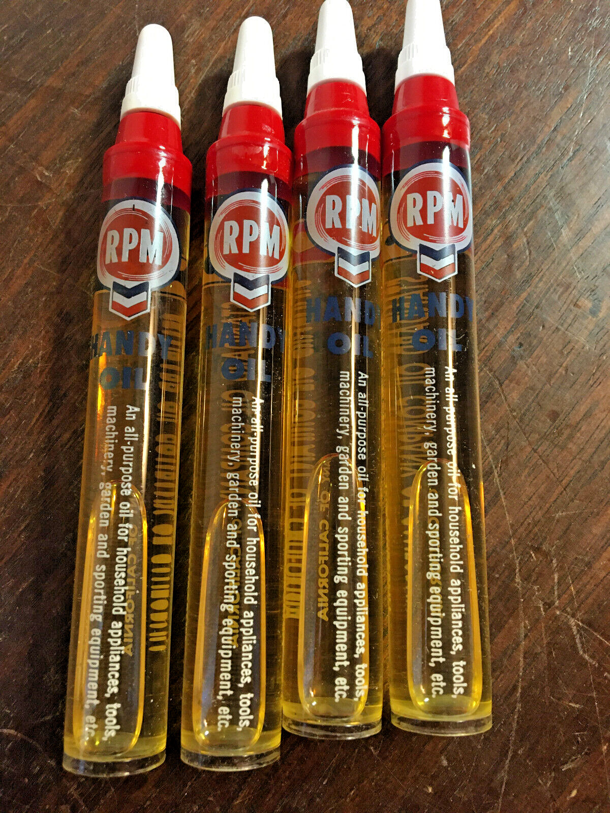 Chevron RPM Motor Oil Small Tube, Lot of 4, Standard Oil, All purpose Handy Oil Chevron RPM Motor Oil Small Tube, Lot of 4, Standard Oil, All purpose Handy Oil