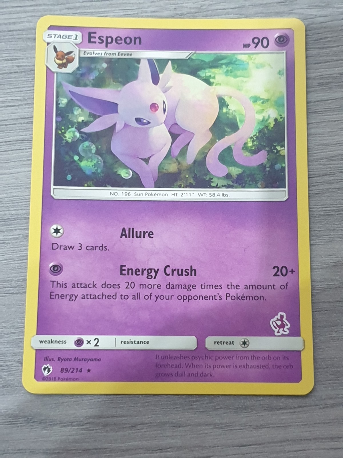 Pokemon Card - Espeon Lost Thunder- Rare 89/214 - Pack fresh Pokemon Card - Espeon Lost Thunder- Rare 89/214 - Pack fresh